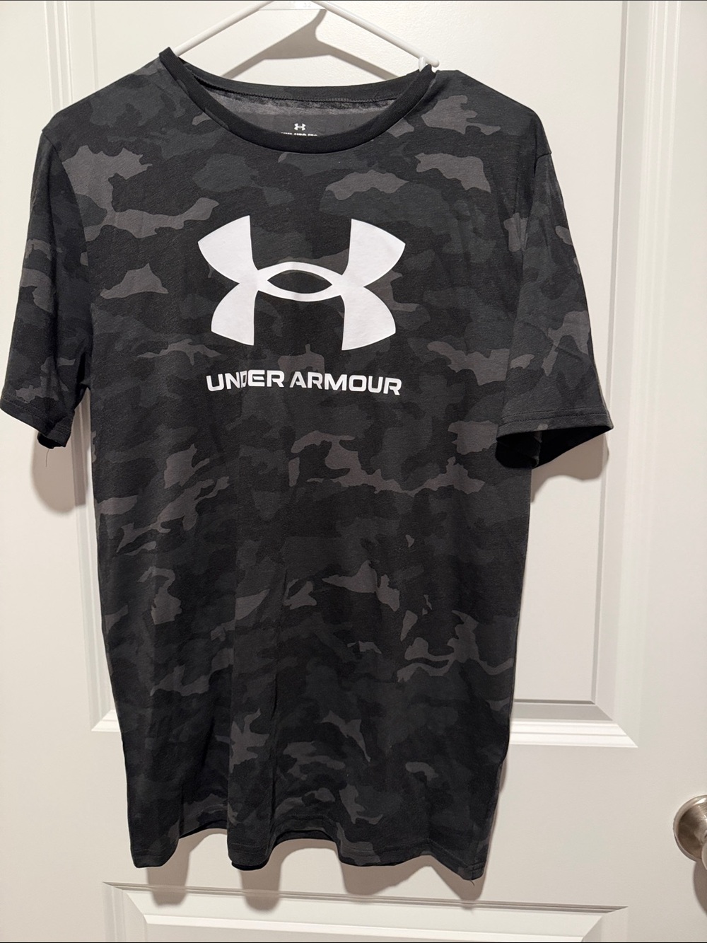 Under Armour Black & Charcoal Camo Performance Tee with White Logo